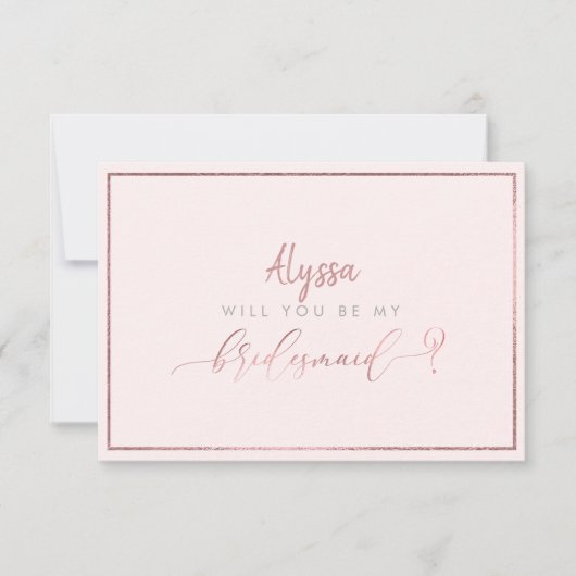 Invitation PixDezines Faux Rose Gold Vous Serez..Bridesmaid (Devant)
