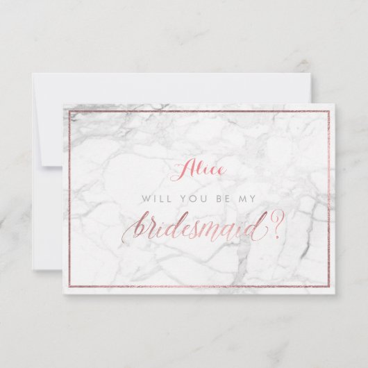 Invitation PixDezines Faux Rose Gold Vous Serez..Bridesmaid (Devant)