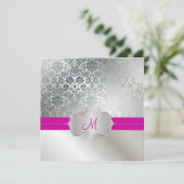 Invitation PixDezines FAUX SILVER DESIREE DAMASK/DO-IT-YOURSE (Debout devant)