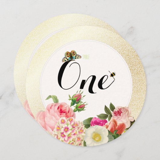 Invitation PixDezines faux spectres or/numéros de table (Devant / Derrière)