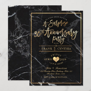 Invitation PixDezines Fête d'anniversaire Marbre/Faux Or