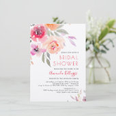 Invitation PixDezines Fête de l'mariée Aquarelle Florale d'ét (Debout devant)