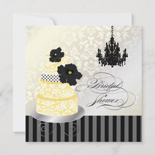 Invitation PixDezines Fête de l'mariée de gâteau jaune+blanc  (Devant)