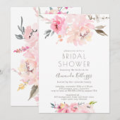 Invitation PixDezines Fête de l'mariée Watercolor Blush Peoni (Devant / Derrière)