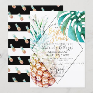 Invitation PixDezines Fête des mariées ananas+Monstera
