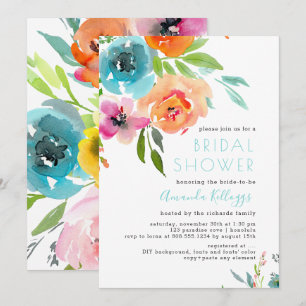 Invitation PixDezines Fête des mariées Aquarelle été Floral
