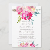 Invitation PixDezines Fête des mariées Aquarelle Peonies (Devant)