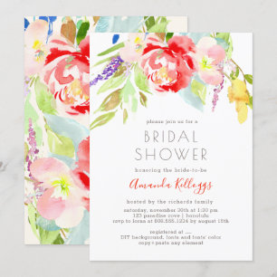 Invitation PixDezines Fête des mariées Aquarelle Ressort Flor