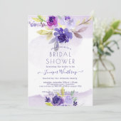 Invitation PixDezines Fête des mariées Aquarelle Violet Peoni (Debout devant)