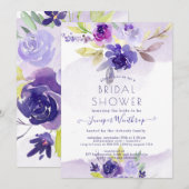 Invitation PixDezines Fête des mariées Aquarelle Violet Peoni (Devant / Derrière)