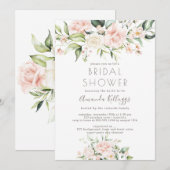 Invitation PixDezines Fête des mariées H2 Blush Cream Roses (Devant / Derrière)