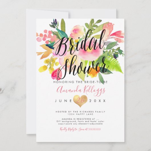 Invitation PixDezines Fête des mariées Ressort Floral (Devant)