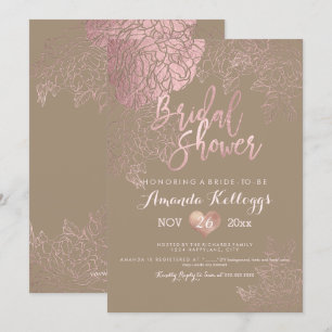 Invitation PixDezines Fête des mariées/Rose/ROSE OR/Faux Foil