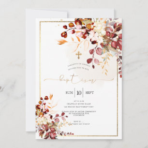 Invitation PixDezines Feuillage d'automne Baptême aquarelle r