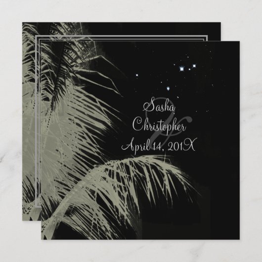 Invitation PixDezines feuilles de noix de coco/frondes de pal (Devant / Derrière)