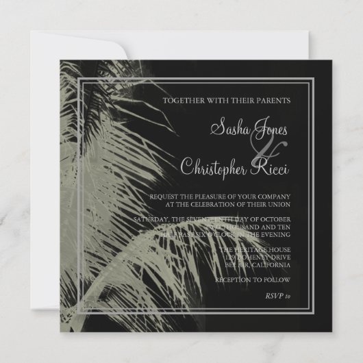 Invitation PixDezines feuilles de noix de coco/frondes de pal (Dos)