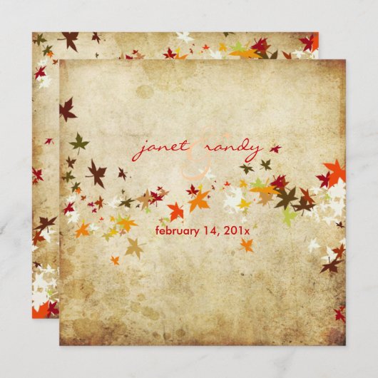 Invitation PixDezines Feuilles/mariages de automne d'érable V (Devant / Derrière)