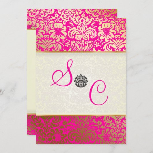 Invitation PixDezines Fidora Damask Vintage (Devant / Derrière)