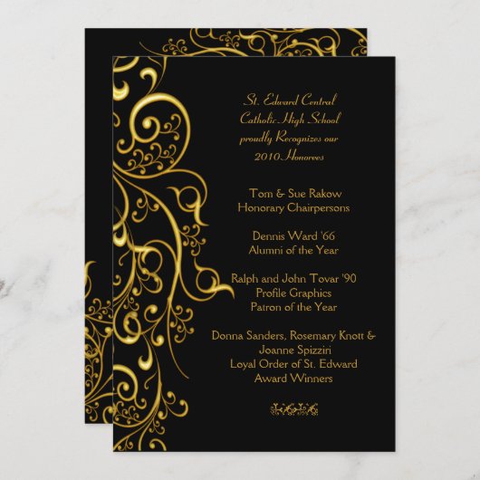 Invitation PixDezines FILIGRANE TOURBILLONS / FAUX OR (Devant / Derrière)