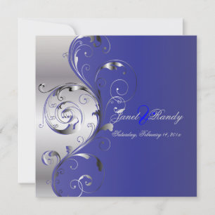Invitation PixDezines Filigree+tourbillons/argent+bleu