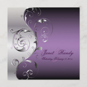 Invitation PixDezines Filigree+tourbillons/argent+lavande