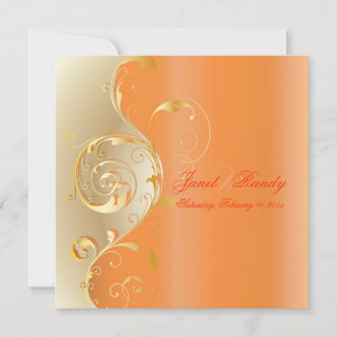 Invitation PixDezines Filigree+tourbillons/gold+orange/do-it-