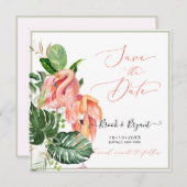 Invitation PixDezines Flamants roses roses Foliage tropical (Devant / Derrière)