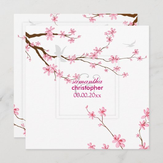 Invitation PixDezines Fleur de cerisiers/arrière - plan do-it (Devant / Derrière)