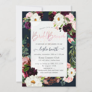 Invitation PixDezines Fleur rustique, Bridal Brunch Navy Blus