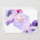 Invitation PixDezines Fleurs aquarelles, Bat mitzvah violet (Devant)