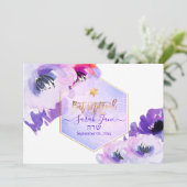 Invitation PixDezines Fleurs aquarelles, Bat mitzvah violet (Debout devant)