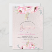 Invitation PixDezines Fleurs aquarelles Peonies Baptême (Devant)