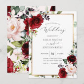 Invitation PixDezines Fleurs de Mariage Passionnées à l'aquar (Devant / Derrière)