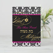 Invitation PixDezines Flora Damask, couleur Bat mitzvah/DO-IT (Debout devant)