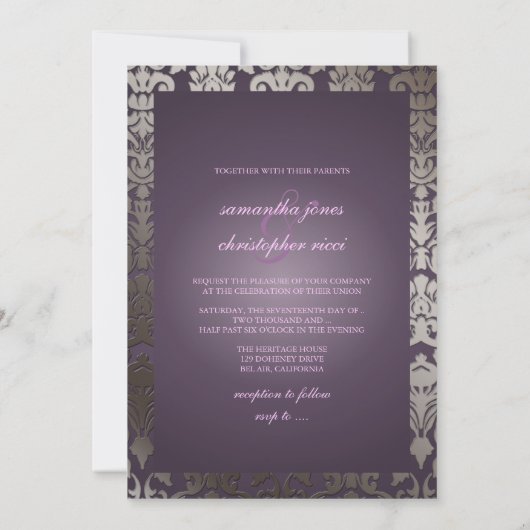 Invitation PixDezines flora damask/do-it-yourself couleur arr (Dos)