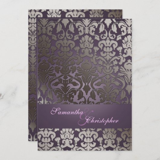 Invitation PixDezines flora damask/do-it-yourself couleur arr (Devant / Derrière)