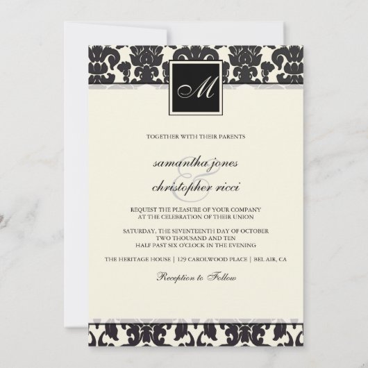 Invitation PixDezines Flora Damask/DO-IT-YOURSELF couleur/crè (Dos)