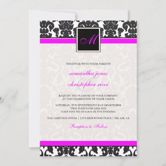 Invitation PixDezines Flora Damask/DO-IT-YOURSELF couleur/ros (Dos)