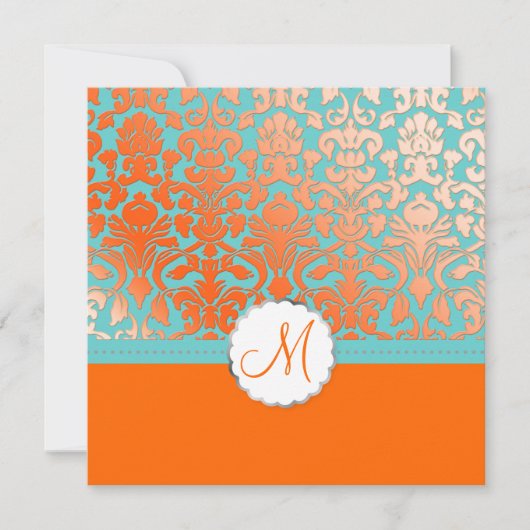 Invitation PixDezines Flora Damask/Orange/do-it-yourself arri (Devant)