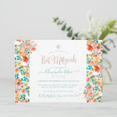 Invitation PixDezines Floral Aquarelle Bat mitzvah, Orange (Debout devant)