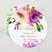 Invitation PixDezines Floral/Aquarelle/Rose (Devant / Derrière)