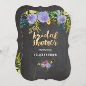 Invitation PixDezines Floral Fête de l'mariée/Chalkboard (Devant / Derrière)