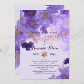 Invitation PixDezines Floral Watercolor Bat mitzvah (Devant / Derrière)