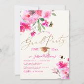 Invitation PixDezines Floral Watercolor Graduation Party (Devant)