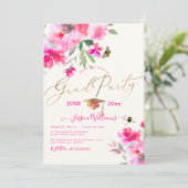 Invitation PixDezines Floral Watercolor Graduation Party (Debout devant)