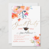 Invitation PixDezines Floral Watercolor Graduation Party (Devant)