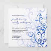 Invitation PixDezines Flourish/tourbillons feuilles/bleu/lila (Dos)