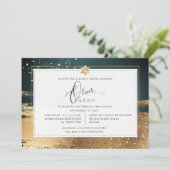 Invitation PixDezines FORÊT OR VERT BRUSHSTROKE Mitzvah (Debout devant)