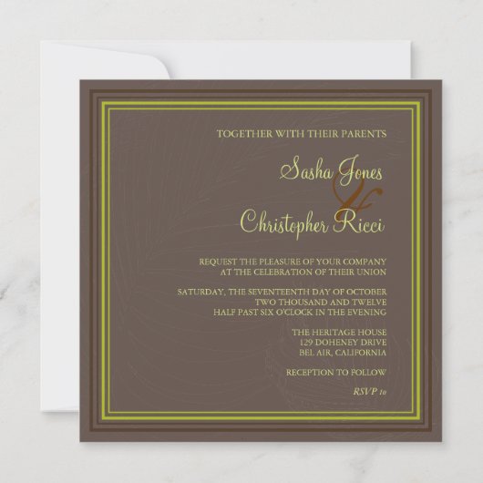 Invitation PixDezines Fronds Palm, Mint Chocolat (Dos)