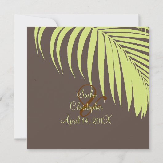 Invitation PixDezines Fronds Palm, Mint Chocolat (Devant)